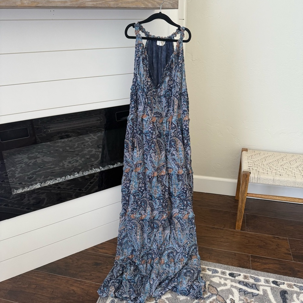 Caroline Constas Paisley V-Neck Midi Dress